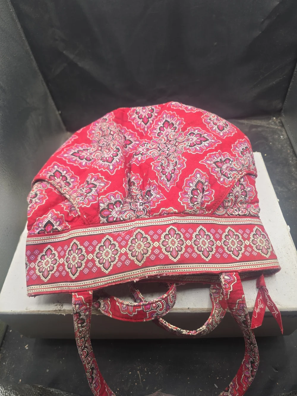 Quilted Floral Tote Bag in Red